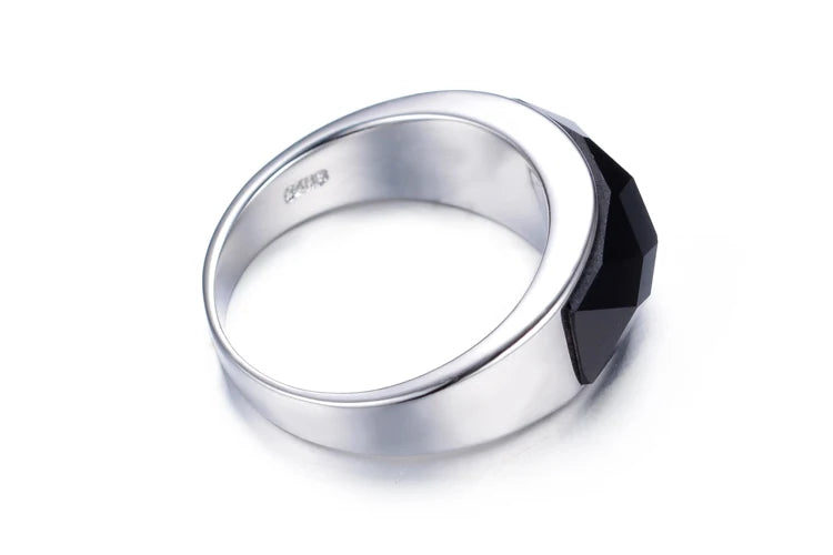 Black Crystal Platinum Plated Rings