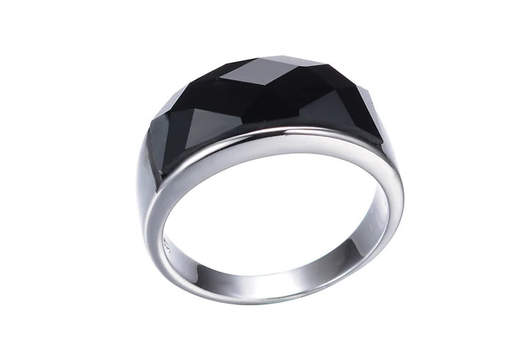 Black Crystal Platinum Plated Rings