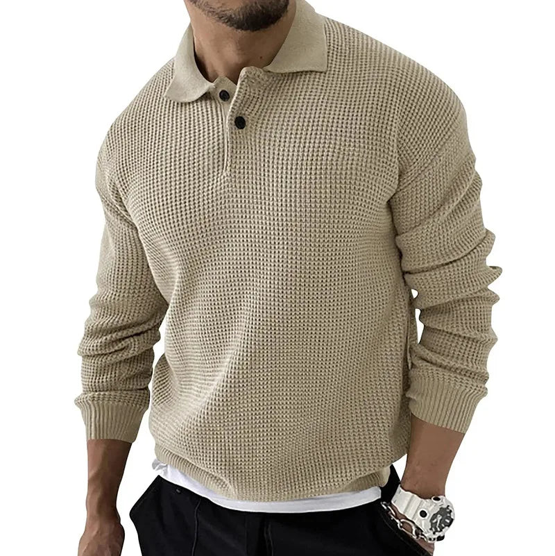 Knitted Lapel Sweatshirt