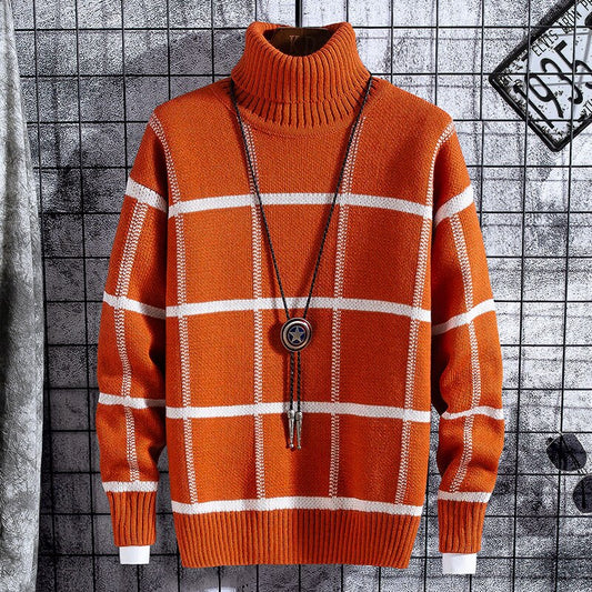 Fashion Plaid Turtleneck Sweater