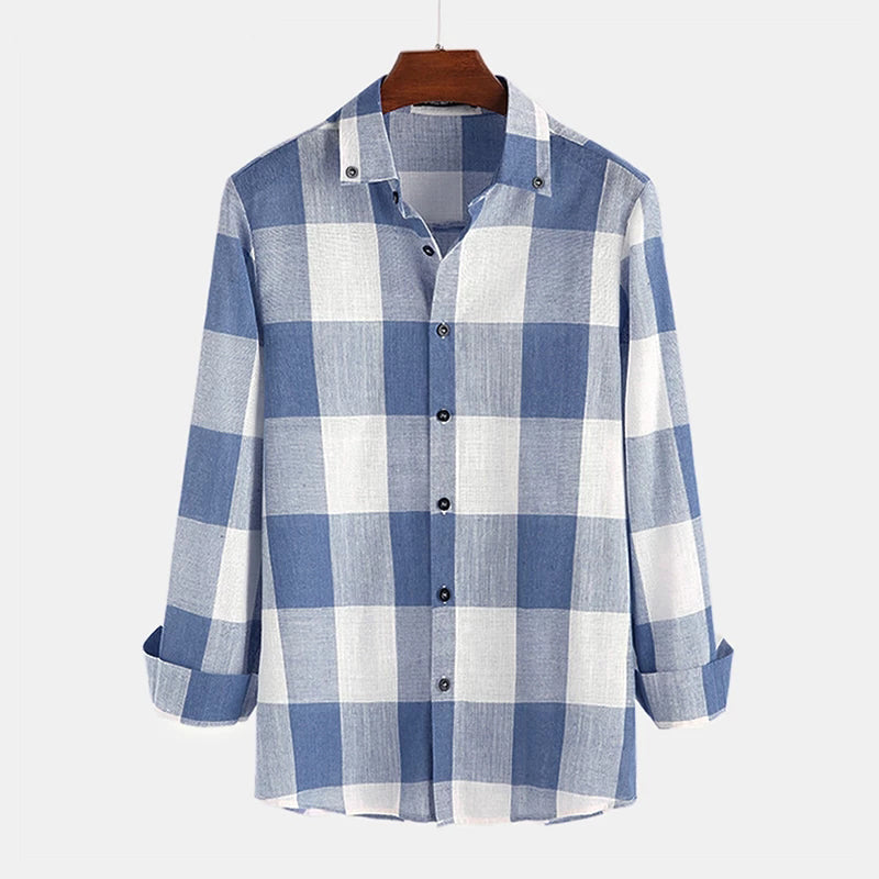 Fc Plaid Lapel Slim Fit Shirts