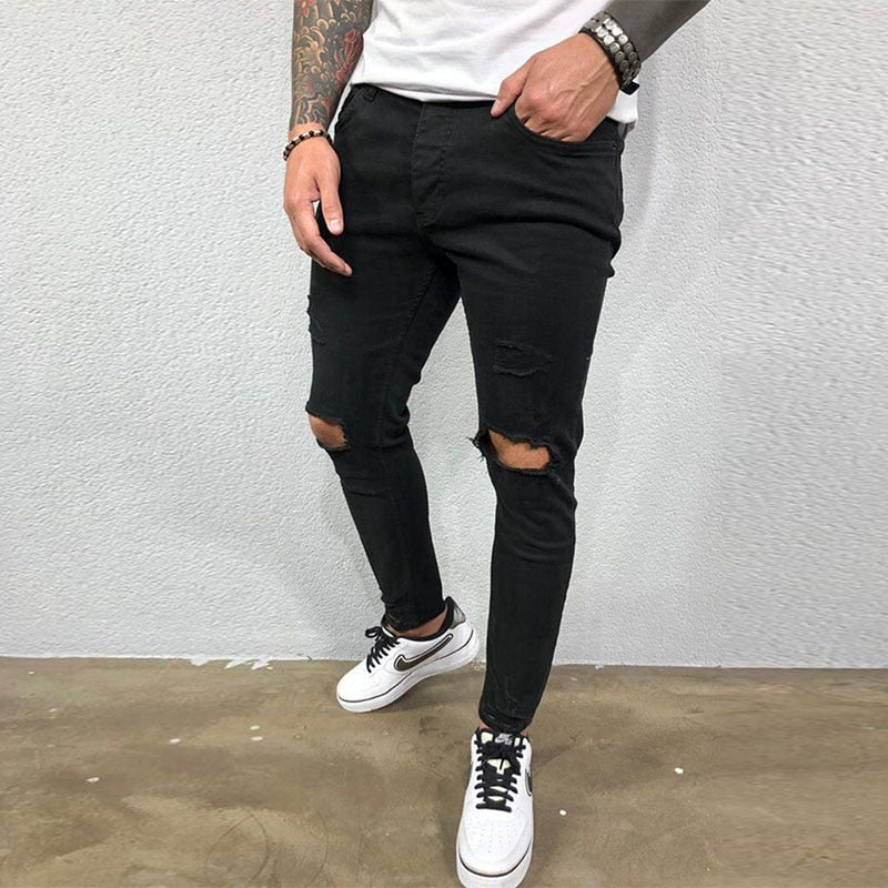 Ripped Stretch Skinny Denim Pants