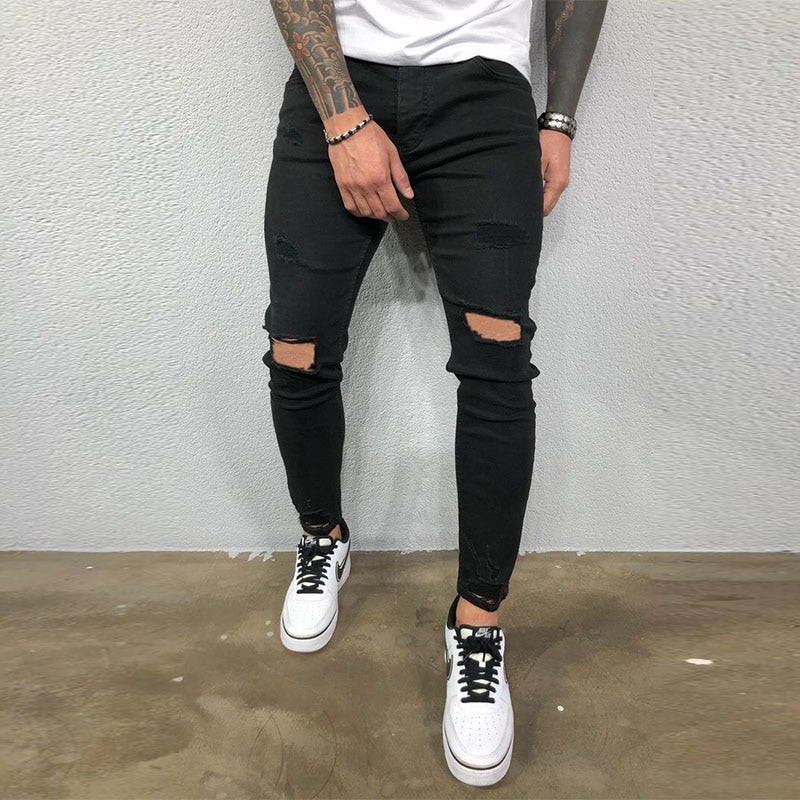 Ripped Stretch Skinny Denim Pants