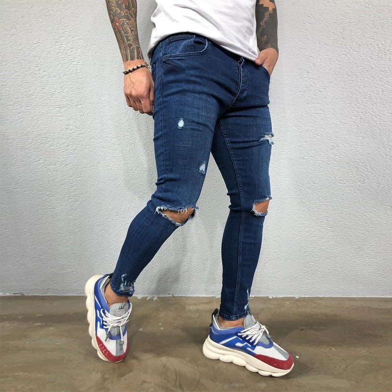 Ripped Stretch Skinny Denim Pants