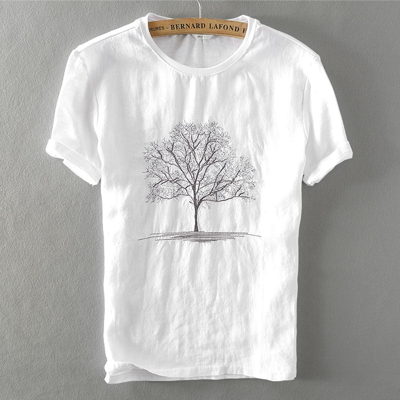Embroidery Linen T Shirts