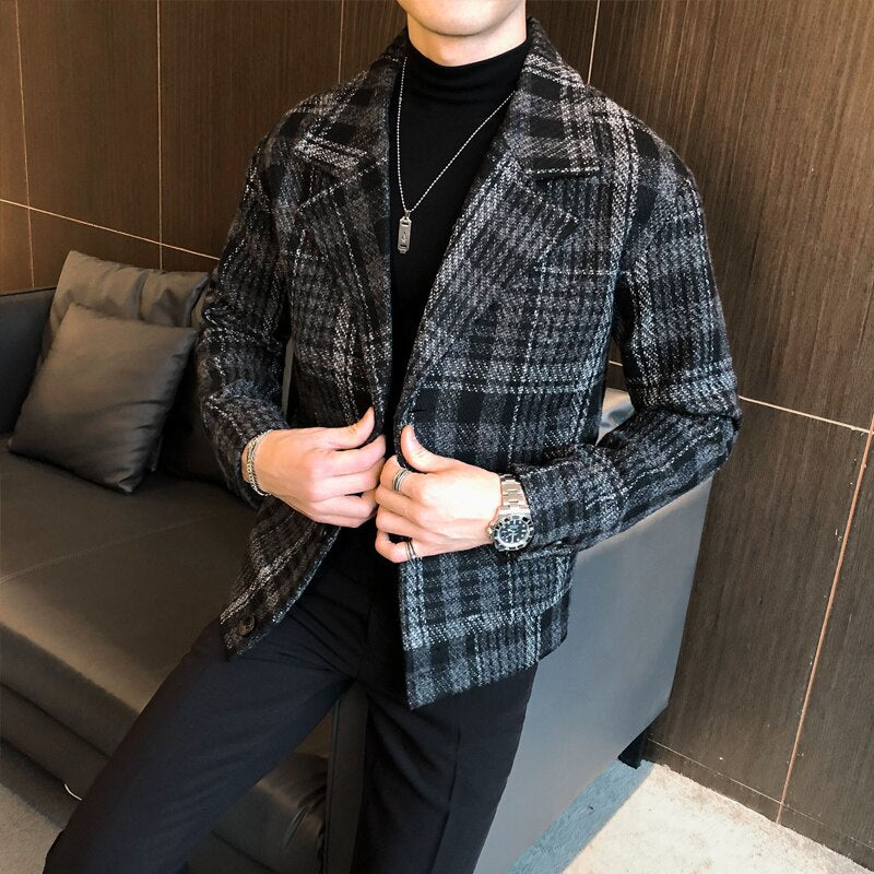 FC Style Plaid Woolen Jacket