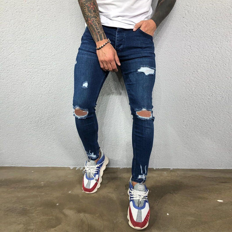 Ripped Stretch Skinny Denim Pants