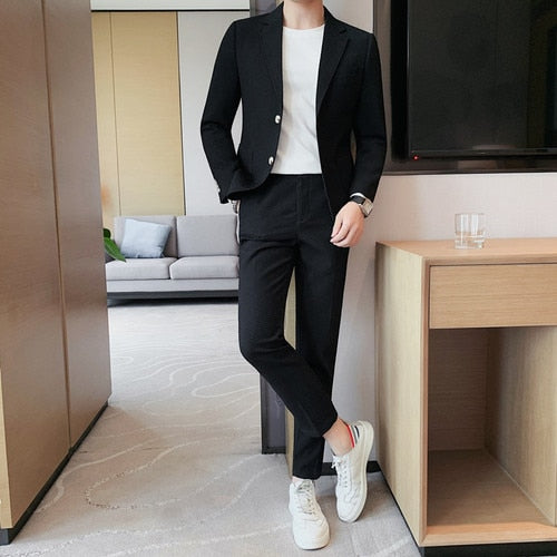 British Style Slim Fit Groom Two Piece Suit
