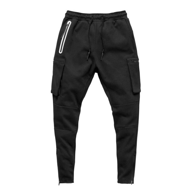 Men Casual Skinny Pants Multi-pocket Track Pants