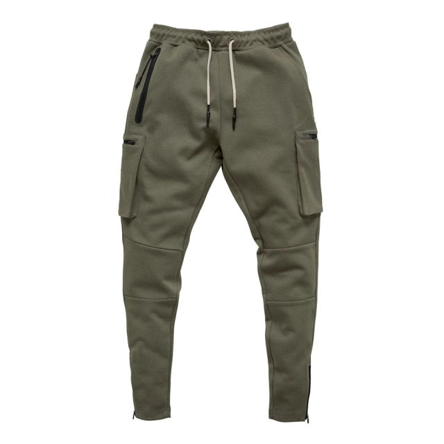 Men Casual Skinny Pants Multi-pocket Track Pants