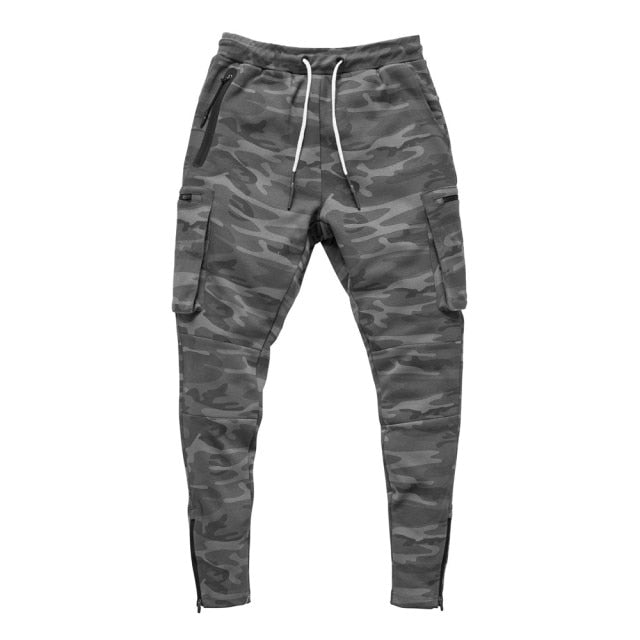 Men Casual Skinny Pants Multi-pocket Track Pants