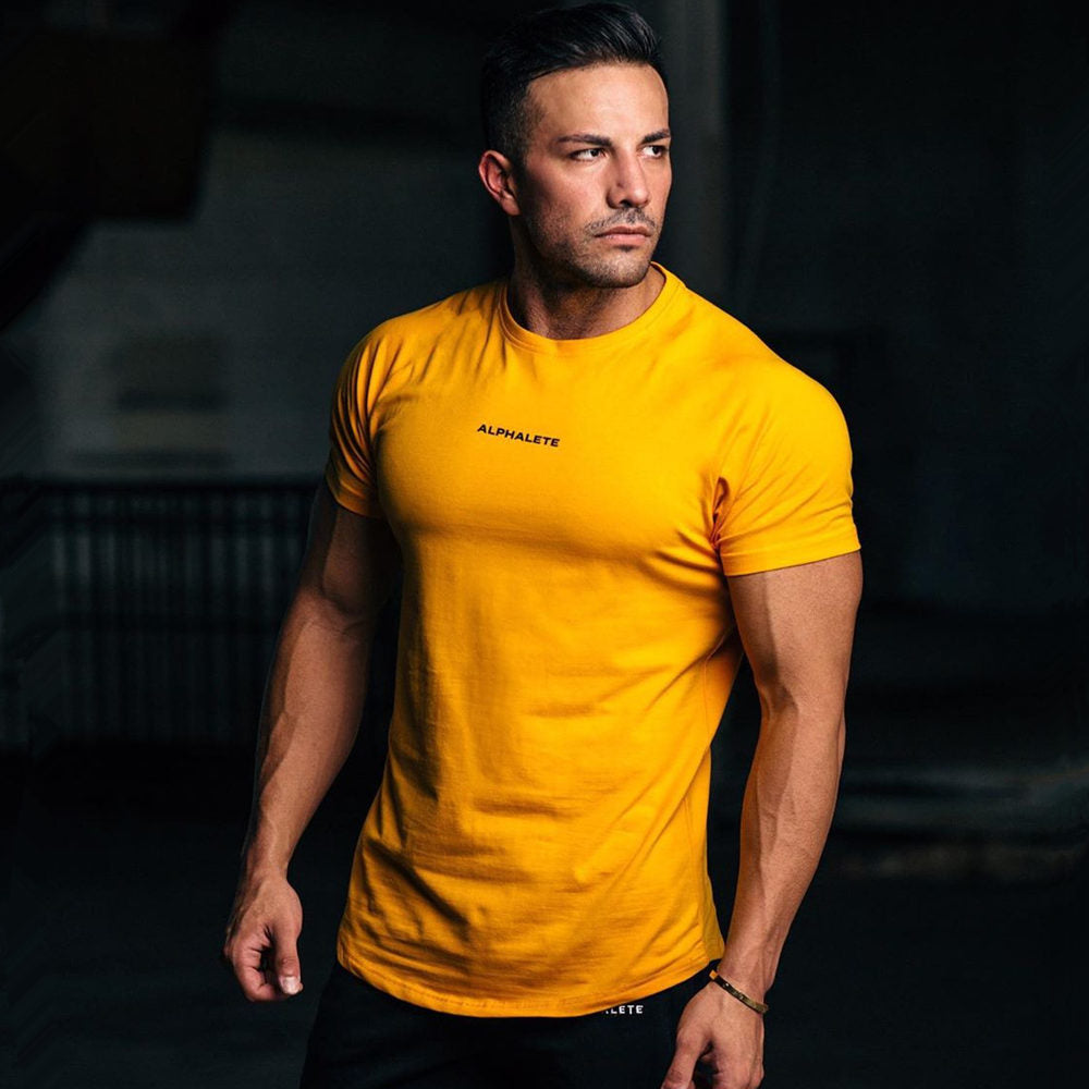 Men Fitness Workout Skinny Short Sleeve T-shirt