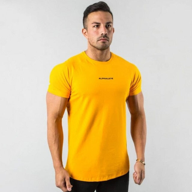 Men Fitness Workout Skinny Short Sleeve T-shirt