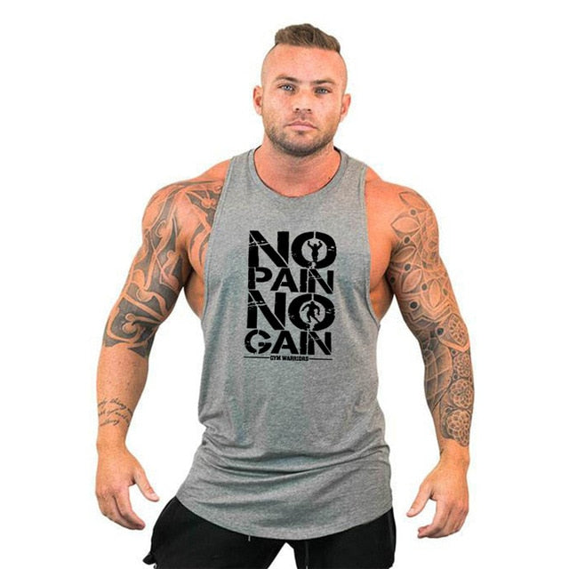 Men's Bodybuilding Hooded Cotton Sleeveless Vest Tank Top