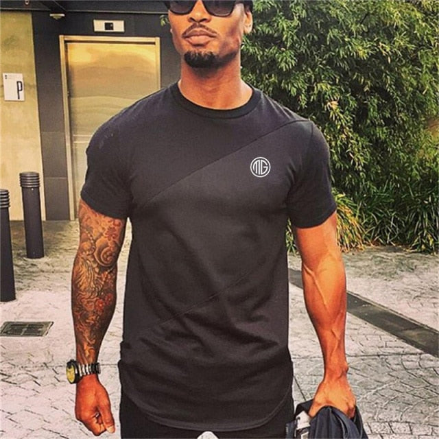 Men Bodybuilding Mesh Short Sleeve T-shirt