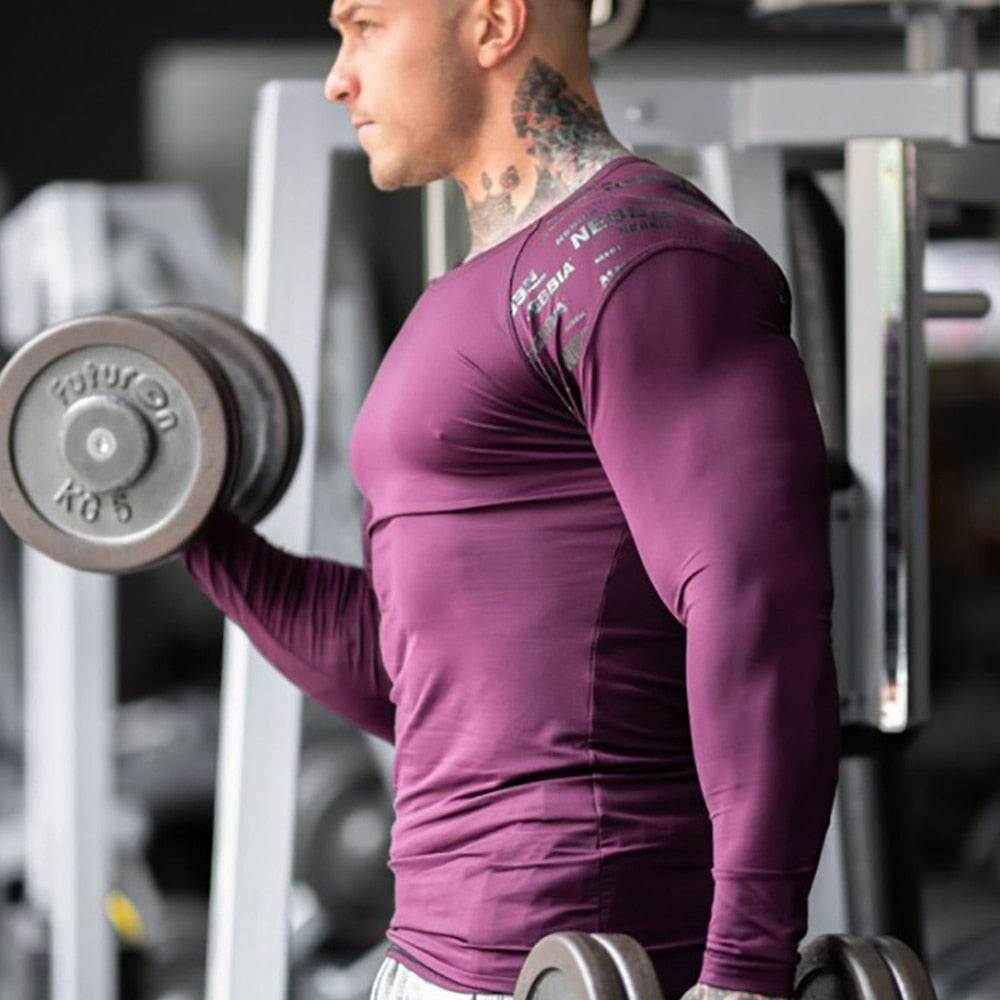 Men Skinny Long sleeves Gym Elasticity Shirts