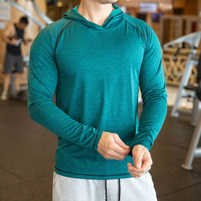 Men Casual Slim Hooded T-shirt