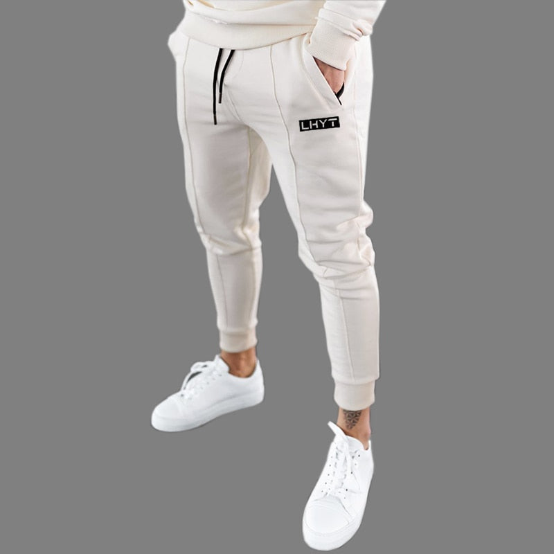 Men Fashion Printed Muscle Sports Sweatshirt & Joggers Pants