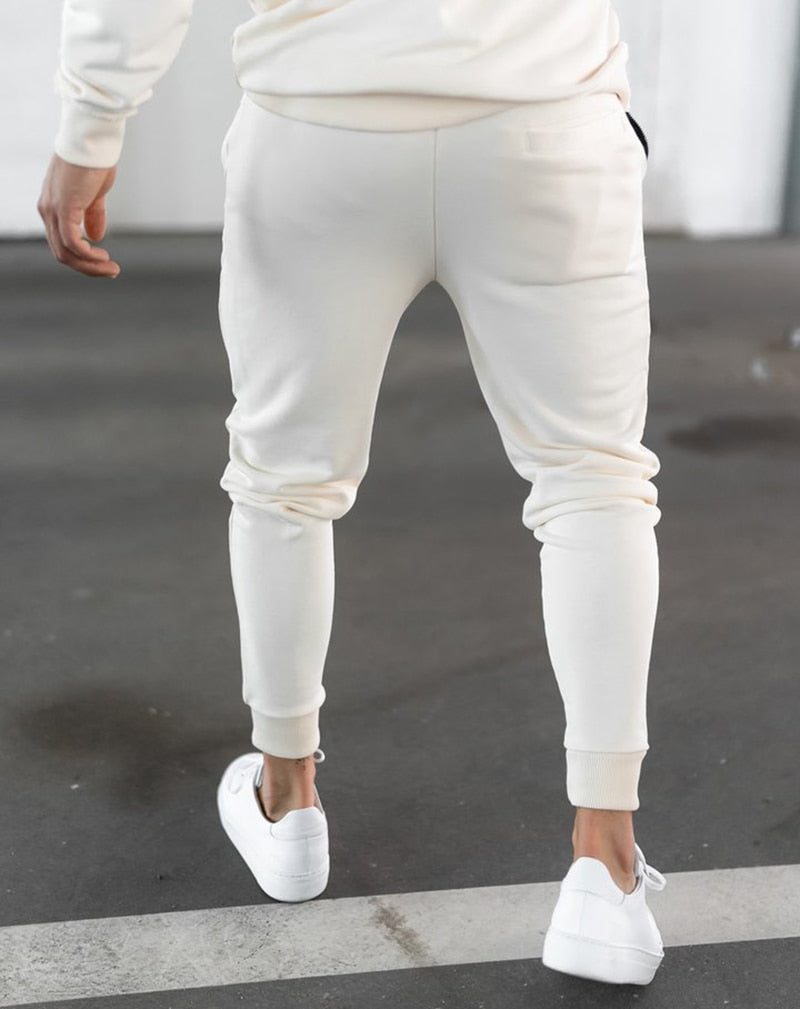 Men Fashion Printed Muscle Sports Sweatshirt & Joggers Pants