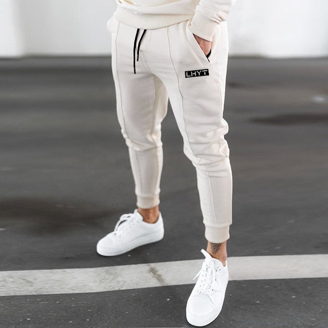 Men Fashion Printed Muscle Sports Sweatshirt & Joggers Pants