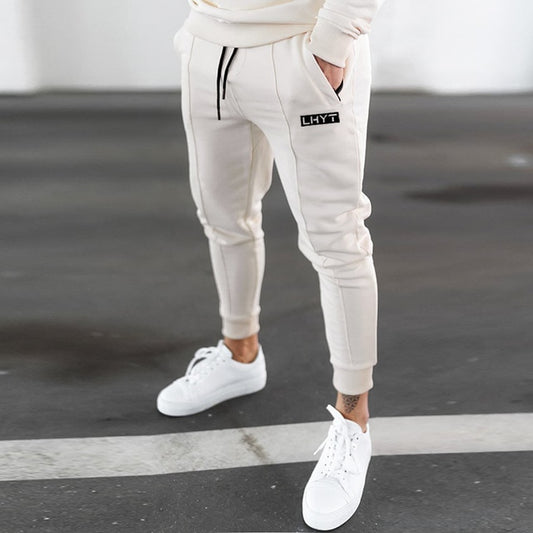 Men Fashion Printed Muscle Sports Sweatshirt & Joggers Pants