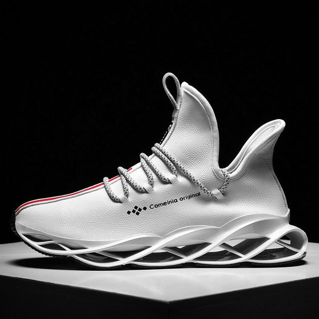 Men's Leather Unique Blade Sole Sneakers