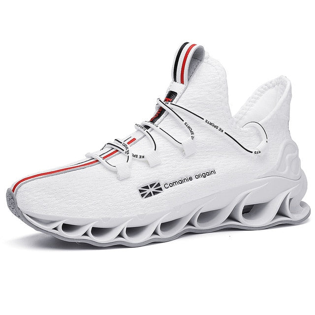 Men's Leather Unique Blade Sole Sneakers