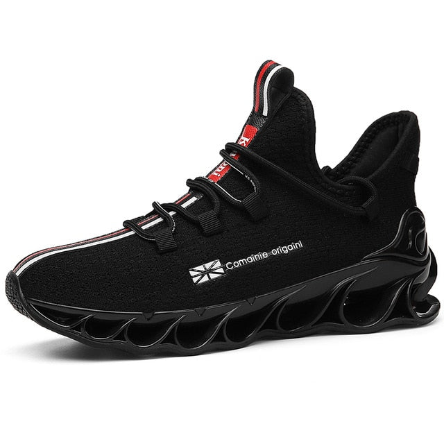 Men's Leather Unique Blade Sole Sneakers