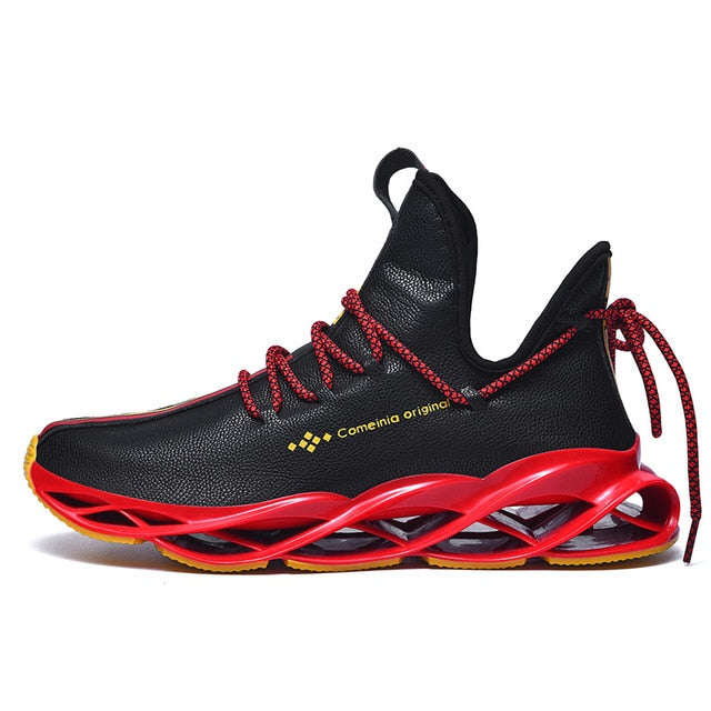 Men's Leather Unique Blade Sole Sneakers