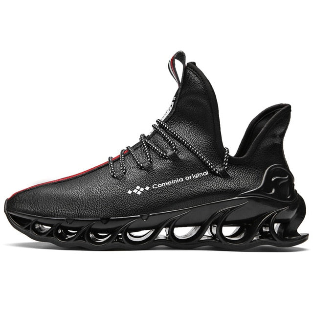 Men's Leather Unique Blade Sole Sneakers