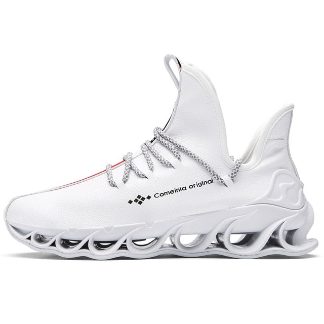 Men's Leather Unique Blade Sole Sneakers