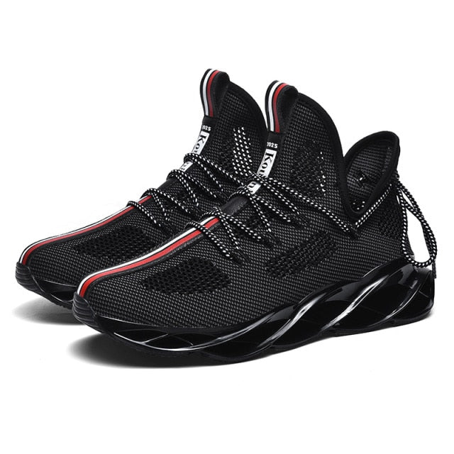 Men's Leather Unique Blade Sole Sneakers