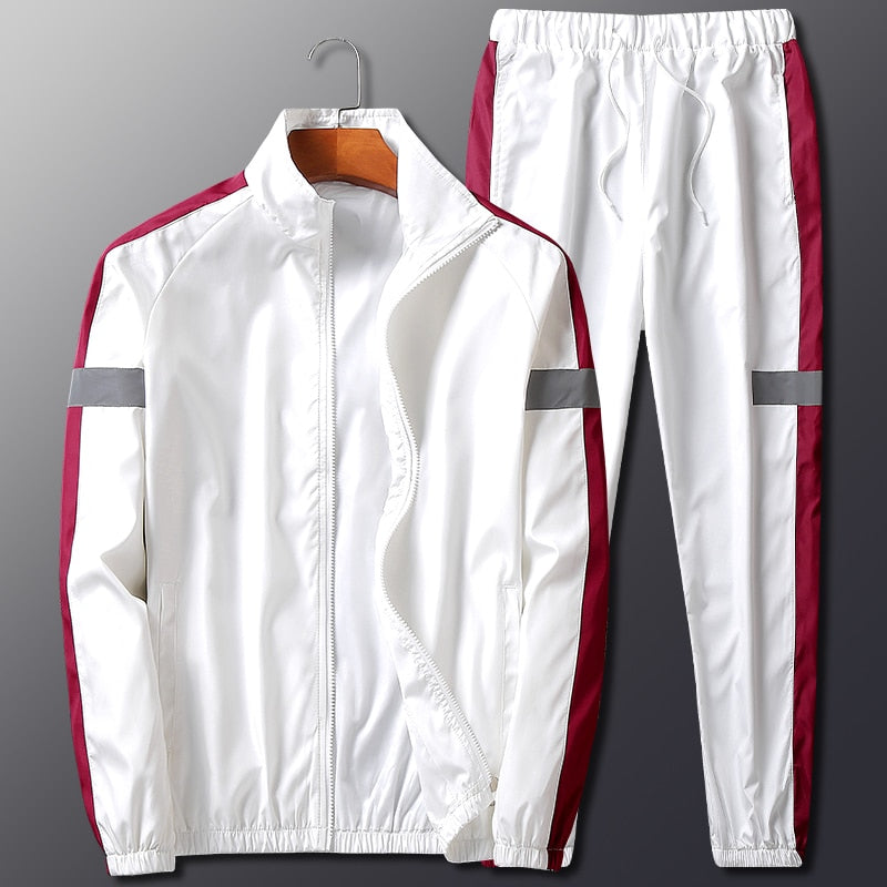 2Pcs Men Tracksuit Hoodie Tops + Joggers Pants