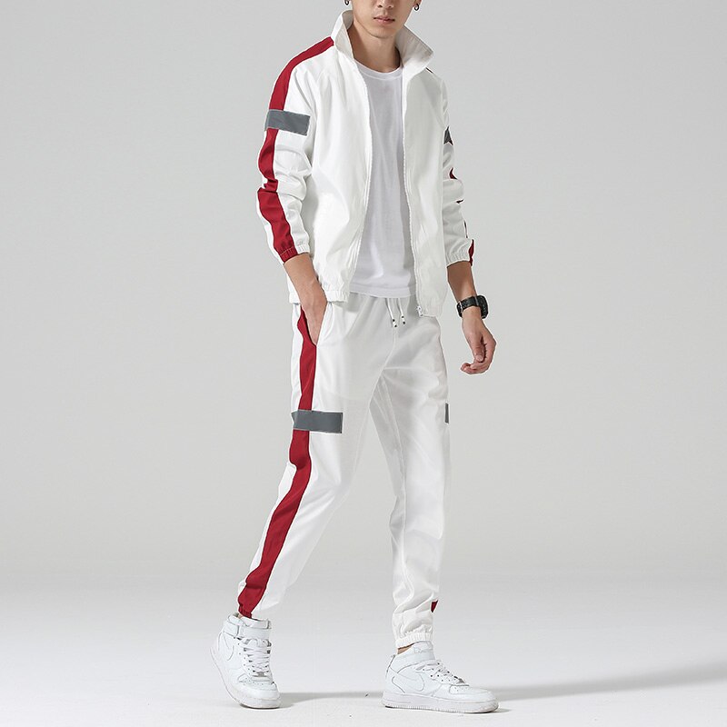 2Pcs Men Tracksuit Hoodie Tops + Joggers Pants