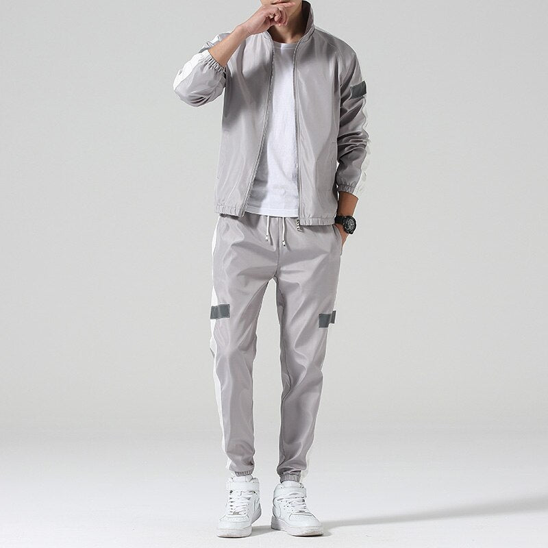 2Pcs Men Tracksuit Hoodie Tops + Joggers Pants