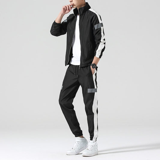 2Pcs Men Tracksuit Hoodie Tops + Joggers Pants