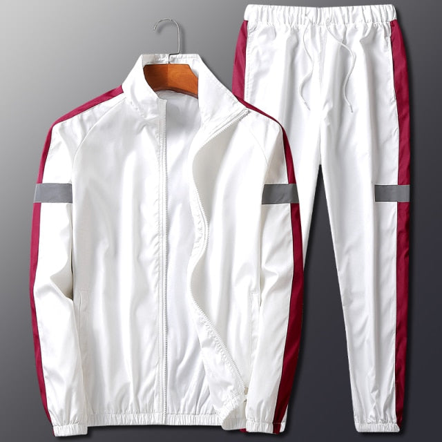 2Pcs Men Tracksuit Hoodie Tops + Joggers Pants