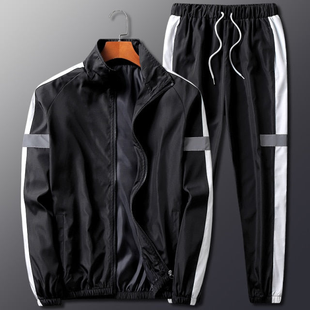 2Pcs Men Tracksuit Hoodie Tops + Joggers Pants