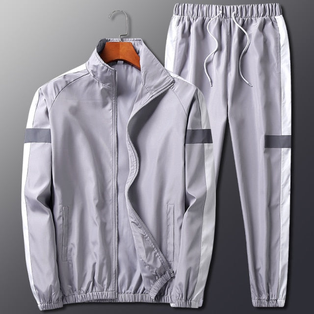 2Pcs Men Tracksuit Hoodie Tops + Joggers Pants