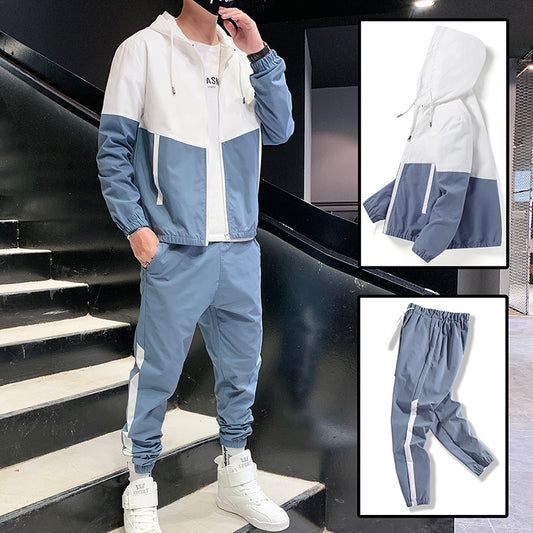 Patchwork Casual Men's 2 Piece Sets Tracksuit