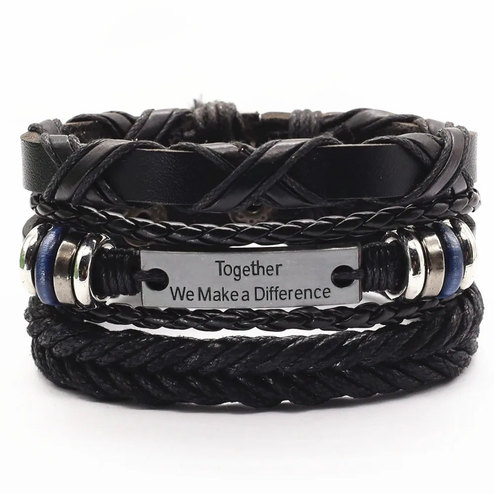 FC 3 Pcs/Set Leather Bracelets