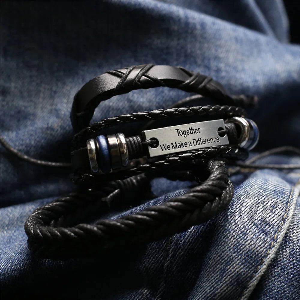 FC 3 Pcs/Set Leather Bracelets