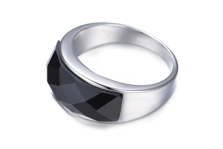 Black Crystal Platinum Plated Rings
