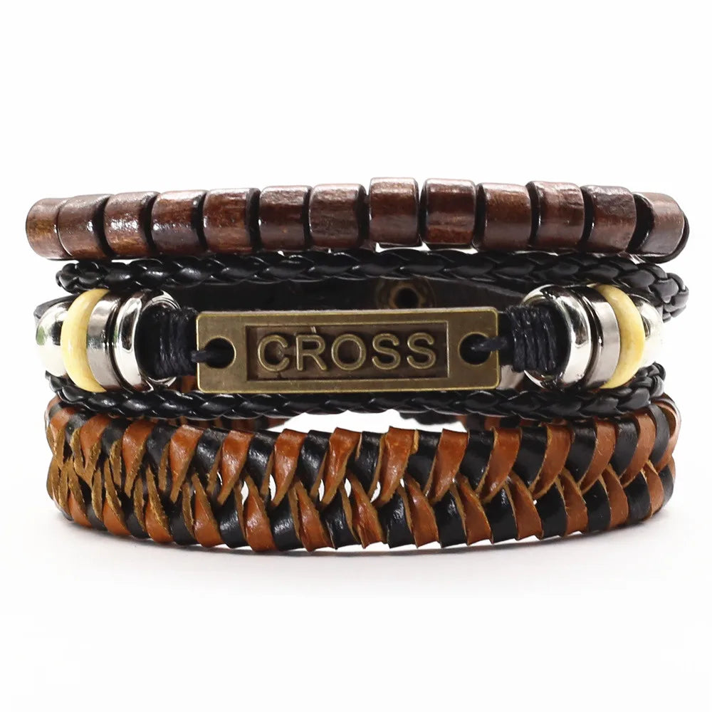 FC 3 Pcs/Set Leather Bracelets