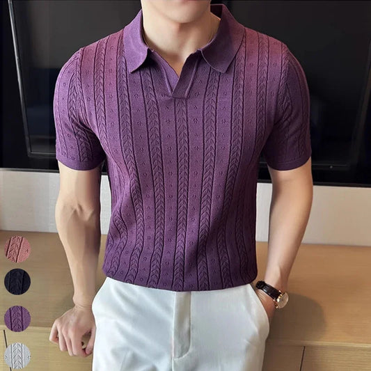 Jaquard Knit Short Sleeve Shirts