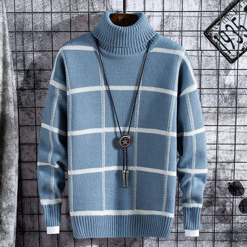 Fashion Plaid Turtleneck Sweater