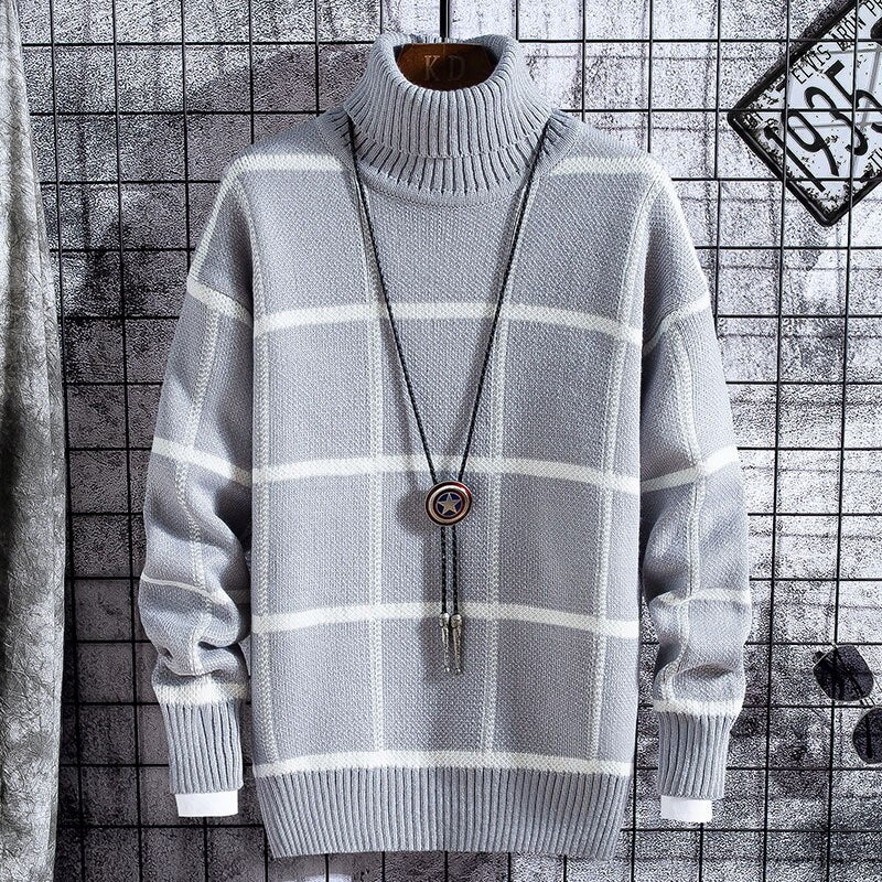 Fashion Plaid Turtleneck Sweater