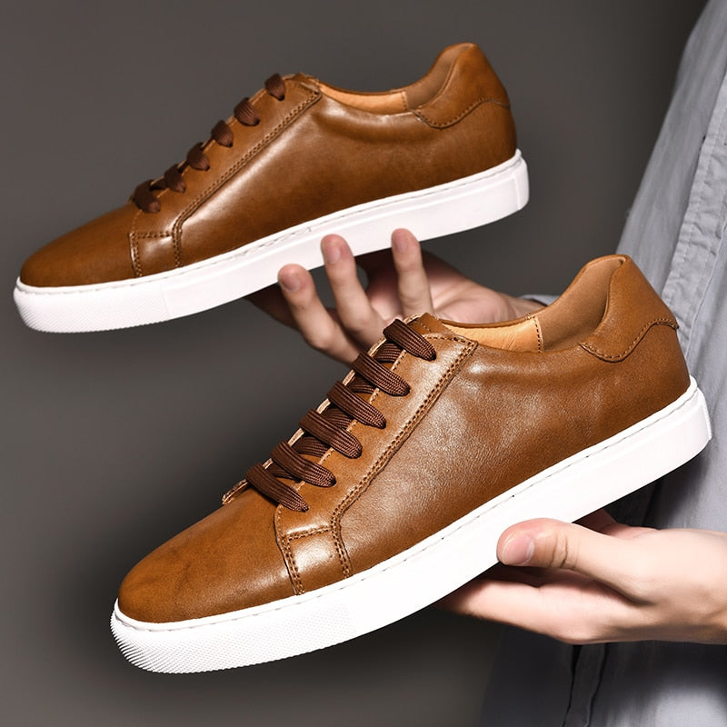 Genuine Leather Casual Sneakers