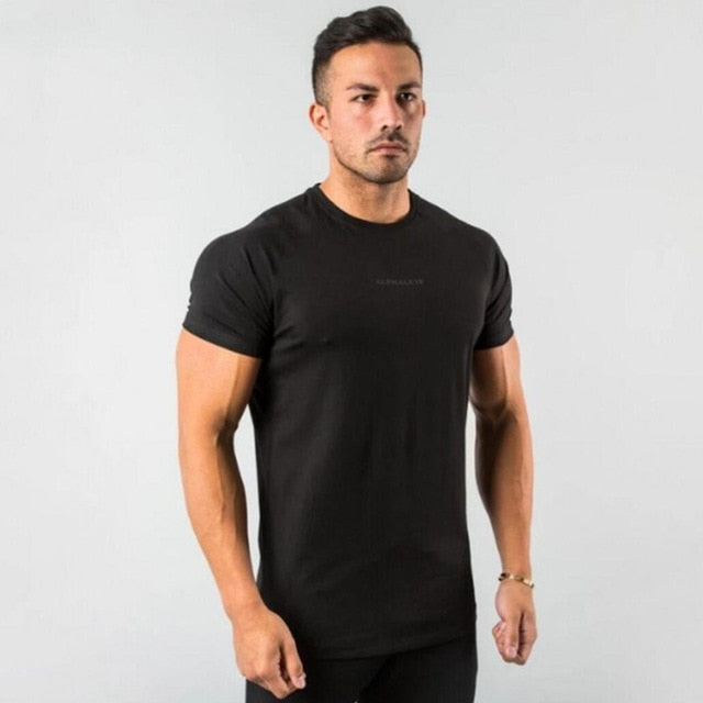 Men Fitness Workout Skinny Short Sleeve T-shirt