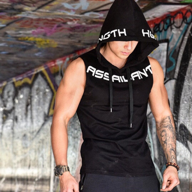 Men's Cotton Hoodie bodybuilding tank top